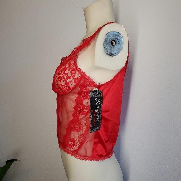 Vintage 80s Red Sheer Deadstock Camisole - Picture 5 of 8